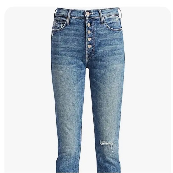 MOTHER PIXI DAZZLER ANKLE FRAY IN POPISM HIGH WAISTED RAW HEM STRAIGHT LEG SZ 26 - Picture 6 of 16